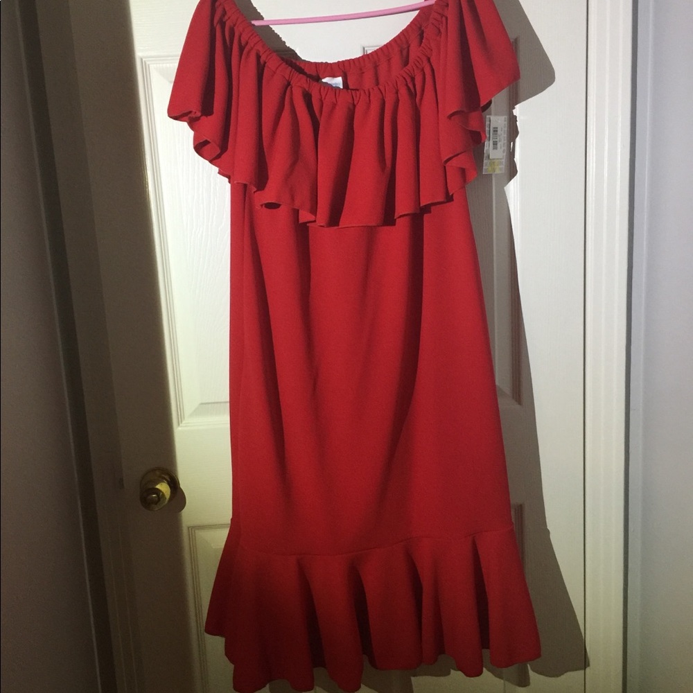 Cici sassy red off the shoulder dress